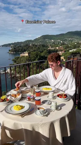 The most incredible breakfast with a view at the Excelsior Palace, the only 5 star luxury hotel on the Portofino Coast 🇮🇹 #portofino #italy #italia #fyp #tiktokitalia #Summer 