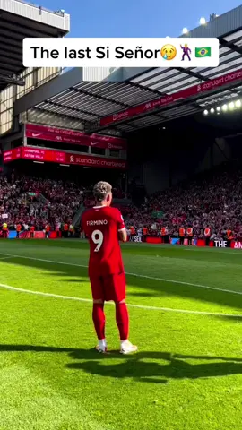 Liverpool fans singing Si Señor for the last time to Firmino as he made his last home game for Liverpool today against Aston Villa. Firmino scored the 1-1 equalizer…pass the ball to Bobby and he will score😔  (via: liverpoolfc/Instagram) #firmino #liverpool #liverpoolfc #siseñor #PremierLeague 