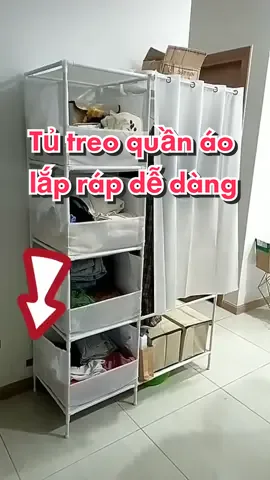 Tủ treo quần áo bằng kim loại tiện lợi dễ dàng lắp ráp #tutreoquanao #giatreoquanao #giadungtienich #giadungthongminh 