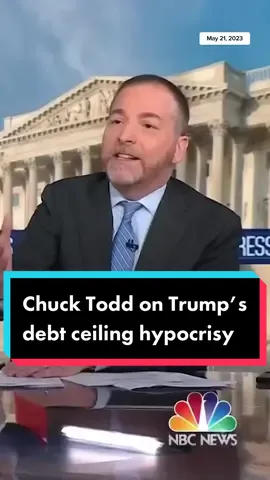 In a back and forth with Florida Rep. Byron Donalds on @meetthepress,  Chuck Todd points out Donald Trump's hypocrisy on debt ceiling negotiations.