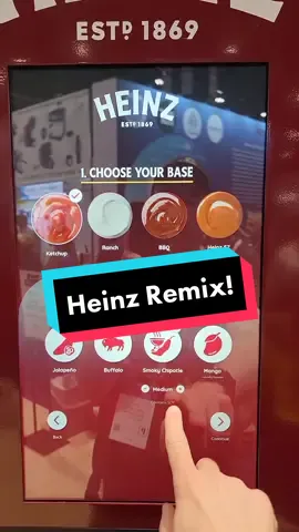 This Heinz Remix machine is one of the coolest things to come out in a while - it is the Coke Freestyle machine for condiments. The @heinz ketchup came out perfectly mixed with Chipotle and Jalapeño and this was the star of the @nationalrestaurantshow for me! What would you want to make with it? #heinz #heinzketchup #ithastobeheinz #2023restaurantshow #condiments #heinzremix #ketchup #newfoods #amazingfood #mesmerizing 