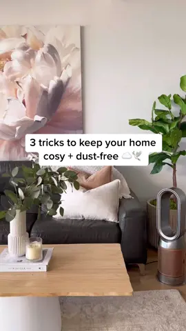Say goodbye to dust on your furniture with these 3 simple tricks 🕊☁️ 1. Our Dyson Purifier Hot+Cool Formaldehyde has made such a big difference to our home! During Winter, dust, bacteria and odours can be trapped inside the home. The Dyson Purifier Hot+Cool Formaldehyde removes 99.99% of microscopic allergens, odours and dust from the air while warming your home 2. In conjunction with your air purifier, boil oranges, cinnamon and clove on the stovetop to make your home smell amazing 3. And wash throws + cushion covers with white vinegar + eucalyptus oil to rid dust mites Enjoy your cosy home! #dyson_anz #DysonHome #AD  #dustinghacks #cleaninghacks #dustinghack #hometips 