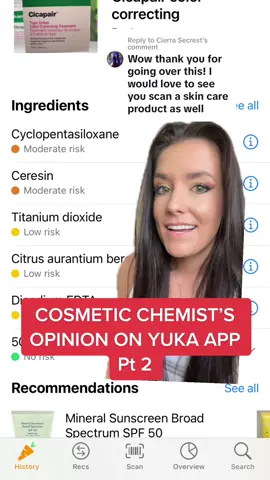 Replying to @Cierra Secrest I scanned a skincare product on the Yuka app and it got a rating of 36/100, or poor.. as a cosmetic chemist, heres why I think this product is not actually a concern #skincare #cosmeticchemist #cleanbeauty #naturalskincare #yuka #yukaapp #skincareeducation 