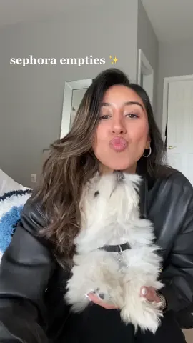remy wanted to be a part of the sephora haul 🐶 re-purchased my empties! Heres what im currently using -  #sephora #haul #empties #glowyskin #oribe #olehenriksen
