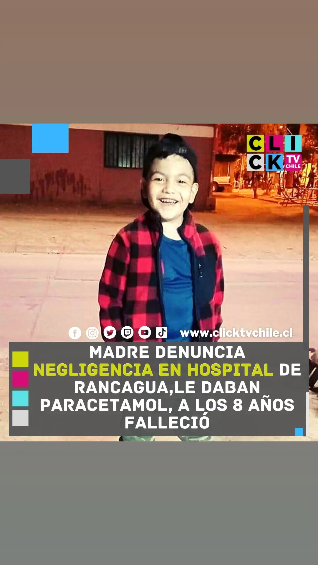 🔴🏬 Madre Expone el siguiente caso en redes:  Soy Berny mamá de Benjamin cuadra Silva, mi pequeño  de 8 años falleció , dios lo quiso con el al lado suyo, la lucha que daré por mi hijo , ya que mi hijo fue víctima de Negligencia médica en el hospital regional de rancagua Unidad UTI , A mi hijo lo lleve dos veces a urgencia .  En el HHRR ambas veces atendido por diferentes doctoras ,dándoles yo como madre todos los síntomas que mi hijo tenía y solicitando algun examen a parte pero ellos siempre se negaron ,solo le recetaban paracetamol y a la casa,  El presentando , vómito  y dolor muy fuerte de cabeza .  Luego de esto mi hijo persiste con los síntomas y como familia decimos llevarlo a una clínica , dónde le tomas un scanner  y aparecen 3  tumores cerebrales de forma inmediatamente.  Mi hijo al ser traslado de manera urgente al hospital regional, con ley de urgencia,   debía tomarse  una resonancia a su cerebro  la cuál nunca se realizó de forma rápida  mi hijo cada día fue empeorando más , sin los médicos dar ninguna respuesta , solo decían estable dentro de su gravedad  el estaba en un coma inducido, lo desentubaron sin tener que realizar esto ni  tomando las precauciones que ello debería, nunca hicieron bien su trabajo, siempre mintieron en su diagnóstico , nunca dijeron lo mal que estaba, hasta  tres horas antes de ser traslado A Santiago le hacen la resonacia esto ya pasando 4 días, nos indican que el ya no tiene sangre en un lado del cerebro, pero que estaba estable dentro de su gravedad.  Cómo familia nos trasladamos a Santiago con la esperanza de que mi hijo, tenía una oportunidad que lo iban a operar, Pero cuando llegamos allá  todo fue una pesadilla mi hijo ya no estaba, llevaba 12 horas sin sedación.  Me dice la doctora que solo debo esperar que, si mi hijo venía con una esperanza, Pero mi pequeño no nos dió ningún movimiento y como familia quedamos destrozados.  Hemos comenzado una demanda al hospital regional de rancagua y a cada médico que vio a mi hijo para que ningún niño pase por  las manos de ellos, mi hijo entro caminando y ellos me lo arrebataron haremos justicia para que ningún niño o persona  más pase por esto.