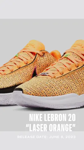 Nike LeBron 20 “Laser Orange” Color: Laser Orange/Racer Blue-Hyper Pink-White Style Code: DJ5423-801 / DJ5422-801 Release Date: June 8, 2023 Price: $200 USD 