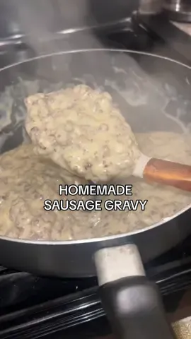 You only need 3 ingredients for this delicious homemade sausage gravy! #breakfast #buscuitsandgravy #cookwithme #fypシ゚viral 