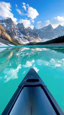 POV - you are canoeing on one id the most beautiful lakes in the world✨ #travel #foryou #nature #wanderlust #mountains #Hiking #canada #banff #alberta #morainelake #canoe #Summer #hike #alpine #reflection 