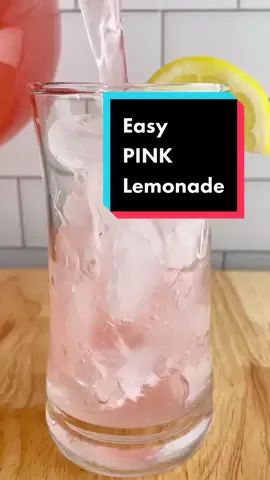 Easy Pink Lemonade 3/4 cup granulated sugar 1 cup water 1 cup lemon juice 7 cups cold water 1 tablespoon grenadine syrup, more as needed  Combine the sugar and water in a small pan. Bring to a boil and cool until the sugar is dissolved.  Remove the pan from the heat and let the syrup cool.  Combine lemon juice with cold water and sugar syrup. To adjust the sweetness, you can add half the sugar syrup and then taste the lemonade. Add more syrup as needed.  Stir in the grenadine. Depending on the syrup you might need to add more to make it a pretty pink.  Serve over ice.  #lemonade #lemonaderecipe #pinklemonade #pinklemonade 