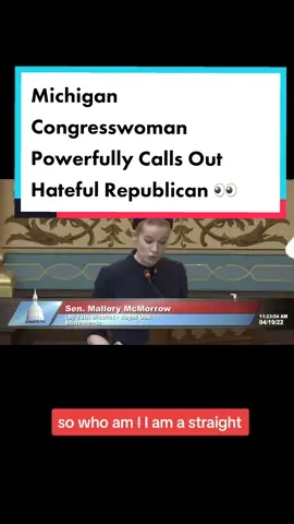 Michigan Senator Mallory Morrow gives a powerful speech on hatred after her Republican opponent accuses her of grooming because she denounces mistreating the LGBTQ community. #lgbtqtiktok #politicaltok #politicalnews #politics #democratsoftiktok #demsoftiktok 