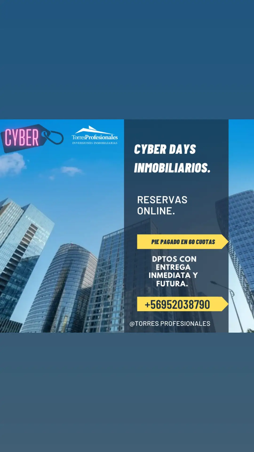 No te lo pierdas cyber days inmobiliarios . Reservas online . Paga el pie 10% hasta 72 cuotas . Entrega inmediata y futura