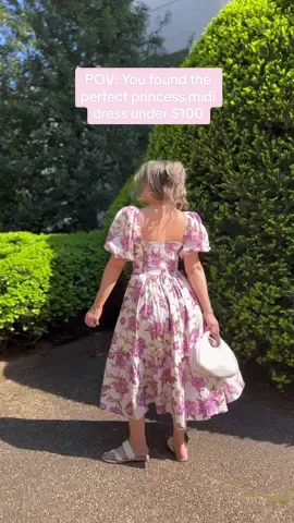 This floral midi dress comes in mini dress and sleeveless. The puff sleeves and details of this dress are everything. It makes me feel like a princess! Details over my LTK.  #abercrombie #abercrombiestyle #princessdress #styleover30 #mididress #floraldress #ltkwedding #ltkfind #weddingguesstdress #modestfashion 