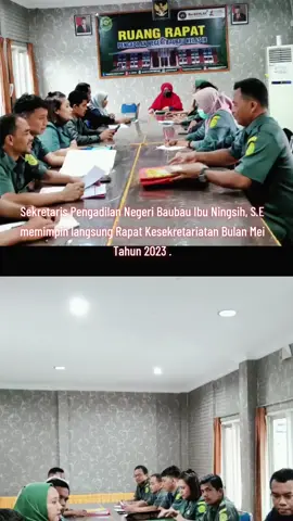 Sekretaris Pengadilan Negeri Baubau Ibu Ningsih, S.E memimpin langsung Rapat Kesekretariatan Bulan Mei Tahun 2023 . Rapat diikuti Oleh Para Kasub, Pejabat Fungsional,  Staf Kesekretariatan dan PPNPN#ber_akhlak_banggamelayanibangsa #timworksiappnbaubau #ptsultra #mahkamahagungri #humasmahkamahagung #ditjenbadilum #pengadilannegeribaubau #