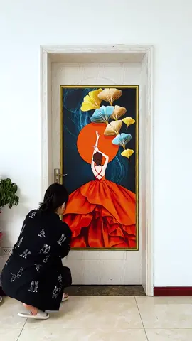 Tranh 3D Cô gái váy Cam về hàng  đẹp quá ạ 🥰🥰 #xuhuongtiktok #trending #tranhdantuong3d #tranh3d #nghiendecor #trangtrinhacua #decal 