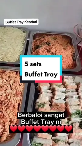 Siapa belum ada buffet tray ni, 5 sets RM58.80 siap ada penutup, sesuai untuk open house dan kenduri. Berbaloi sangat, material stainless Steel tahan lama. #buffettray #traykenduri #traymakanan #traybuffet  #buffettrayset  #fypdongggggggg  #fyp #fyp 