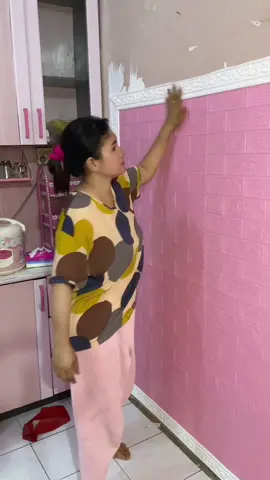 Wallpaper dinding motif bata murah isi 10 lembar#fyp 