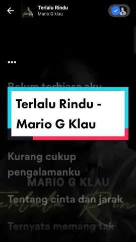 Terlalu Rindu - Mario G Klau 🎵 #lyriclagu #terlalurindu #mariogklau #terlalurindumariogklau #spotify #musicmatch #kosong🥀 #kosong_batt #songlyricsvideo 