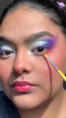HAPPY PRIDE 🌈💗  products used:  @PL Distribution Limited  eye primer  @ColourPop Cosmetics glitter  @Benefit Cosmetics eyeliner, bad gal mascara & gimme brow gel  @Blend Bunny Cosmetics blends palette #fypシ #foryou #chicanaartist #latinacreator #makeuptutorial #eyeshadowtutorial #chicana #pridemonth #pridemakeup #happypridemonth #parati #makeupartist  