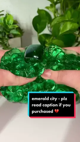 hello everyone *please read if you purchased this slime* it has come to my attention that emerald city has serious fallout. first, i am truly truly sorry. normally if a slime has fallout i’m extremely open about it. this one did have fallout when i filmed it so i remade the entire slime without scent thinking the scent was causing the issue (it usually does). i’ve sold this texture a few times before (pilot slime, turtle cove) and never ever had an issue. i can’t image why this green color would have this effect. the only difference is the color. the base formula is the exact same.  please do reach out to us via email for help. it’s my fault for not thoroughly testing it before sending it out and i should’ve warned you guys of any limitations or not sold it at all. i truly was not expecting this given all i mentioned earlier. thank you for your continued support + know i’m always going to do what i can to make things right. i like to experiment with lots of crunchy add ins and sometimes i suppose things just don’t go to plan. 💔 all my love 💚 sarah #slime #satisfying #asmr #crunchyslime #greenslime
