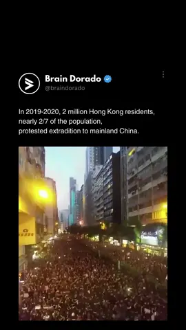 The protests got attention worldwide and raised discussions about human rights.  There were concerns about police actions and claims of violence.  The protests had a big impact on Hong Kong, showing people's unhappiness.  Follow @braindorado for more interesting content in your feed 🧠  . . . #trending #viralclips #interesting #interestingfacts #interestingmeme #interestingmemes #satisfying #oddlysatisfying #fascinating #impressive #impressed #DidYouKnow #didyouknowthat #nicetoknow #protests #protest #hongkong #hongkongprotests #hongkongprotest 
