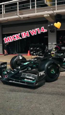 First laps in W14 for Mick. 💛🖤 #MickSchumacher #Mercedes #MercedesF1 #F1 #AMG 