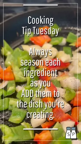 When cooking any dish, it is important to season each ingredient as they are added during the cooking process.  This helps create a well seasoned and flavor balanced dish.  When the ingredients are not seasoned appropriately, the dish tends to lack depth of flavor and it results in a bland and often tasteless dish.   A good tule of thumb is to season every time a new ingredient is added to the pan! This is especially true in a recipe that requires cooking things in batches and/or in separate steps.  #cookingtip #cookingtips #homecooking #homecook #homecooking 