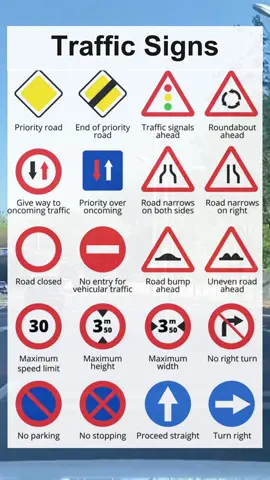 Traffic signs you must know when driving on the road!#car #driving #tips #traffic