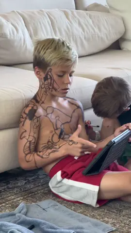 when your brother gives you a sleeve and face tattoo. never breaks his concentration 😂 #brothers #familytoks #brotherhood 