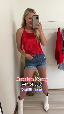 Our American Honey Collection just launched + it’s full of 4th of July outfits! ❤️🤍💙  #americanhoney #bodysuitstyle #4thofjulyshirt #4thofjulyoutfit #4thofjulyoutfitinspo #americangirl #fringeoutfit 