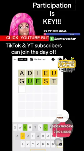Thank you @tiktoklive_us & @RoyaltyTalentUS  See y’all there!!! Register in my event for free! #wordgamesarefun #wordgames #wordgameshows #wordgamesoftiktok #wordgames #womangamers #womangamer #ladygamer🦋💯  #wordgamer #everydaypuzzles #everydaypuzzlesapp #fanateeeverydaypuzzles 