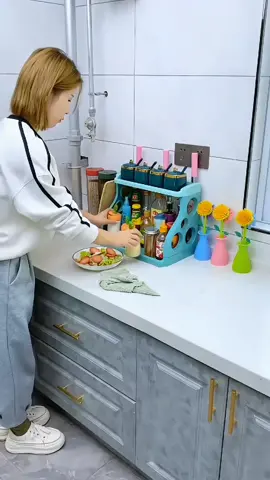 Double Layer Condiments Organizer Kitchen Organizer Condiments Rack Kitchen Rack#Kitchen shelving#Kitchen seasoning rack#kitchenware