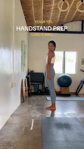 HANDSTAND PREP 101 💯 I like this drill as it gives me the feel of how to be in a handstand while having the support of the wall. Give it a try! #LearnItOnTikTok #handstand #yoga #handstandtutorial 