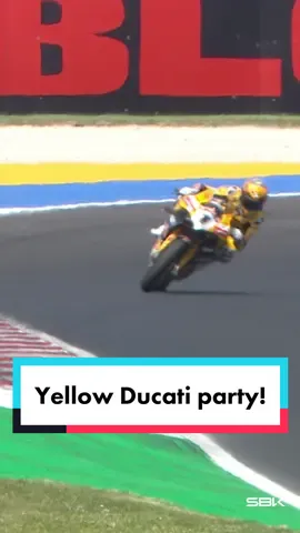 🟡🔴 A yellow Ducati party for Alvaro Bautista and Michael Ruben Rinaldi at Misano 🎉 #EmiliaRomagnaWorldSBK 🇮🇹