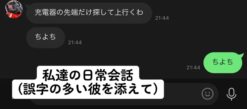 #私達の日常#誤字を訂正する事を知らない彼#理解出来ちゃう私#さあ#どっちがA型で#どっちがB型でしょう#人のトーク見るのって楽しいよね#ど#ぺろん