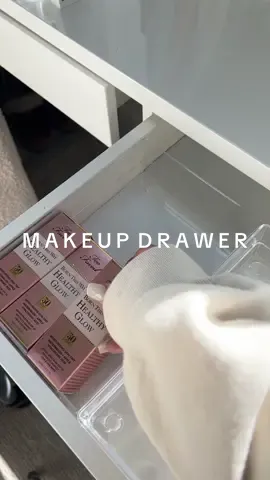 reorganizing my makeup drawer! 🤍 love the healthy glow skin tint foundation for the summer😍 #organize #asmr  #tffbornthisway @Too Faced #toofacedpartner 