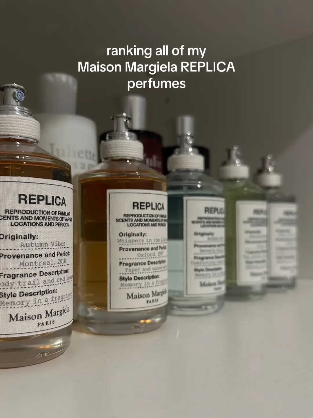 What is your favourite REPLICA perfume? #fyp #perfume #perfumetiktok #designerperfume #maisonmargiela #maisonmargielafragrances #replicaperfume #maisonmargielareplica #ratingperfume 