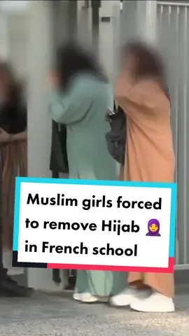 🚨Share🚨 Muslim girls forced to remove their Hijab before entering school in France. while Europe pretends to be the beacon of human rights and freedom, this is the reality in some place. The French Ministry of Education is now worried about the increasing number of students wearing Abayas. Wouldn't surprise me if they tried to find a way to ban the Abaya long dresses too. what's your thoughts on this? 🤔 #muslim #muslims #muslimtiktok #muslimah #hijab #hijabi #hijabtutorial #hijabstyle #hijabitiktok #islam #islamic_video #islamic #islamic_media #islamicvideo #islamicreminder #france #hijabgirl #fyp #foryou #foryoupage 