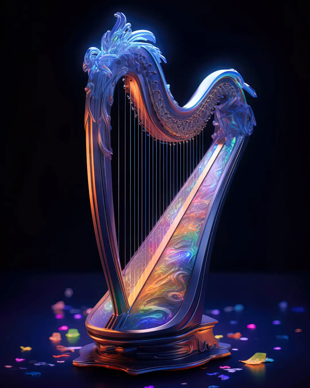 Crystal Harp 🎼 A collection of colorful harps made of crystal 🎼 #harp #instrument #artdeco #design #crystal #luxury #luxuryitems #aiart #digitalart #midjourney #aiartcommunity #aifrenchcommunity #productdesign #colorfulart #aidesign #crystalart