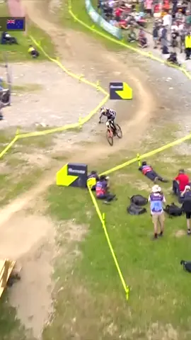 Brook MacDonald crashes after crossing the line! 📺 Watch on GCN+ 👉 Lenzerheide UCI MTB World Cup Downhill Elite Men