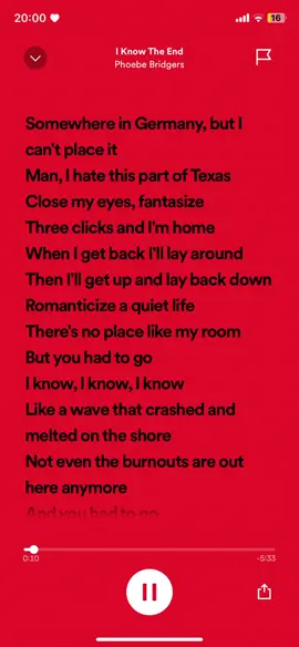 This song makes me cry evedy time ❤️#songlyrics #songwithlyrics #lyricsongs #spotifylyric #spotifysongs #musictok #tiktokmusic #foryoupage #fyp #iknowtheend #phoebebridgers 