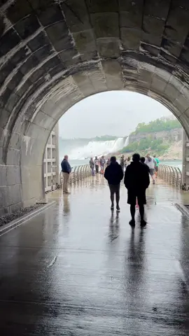 The Tunnel takes you 180ft underground and a mile walk underneath niagra falls to this breathtaking view #niagarafallscanada #niagarafalls #thetunnel 