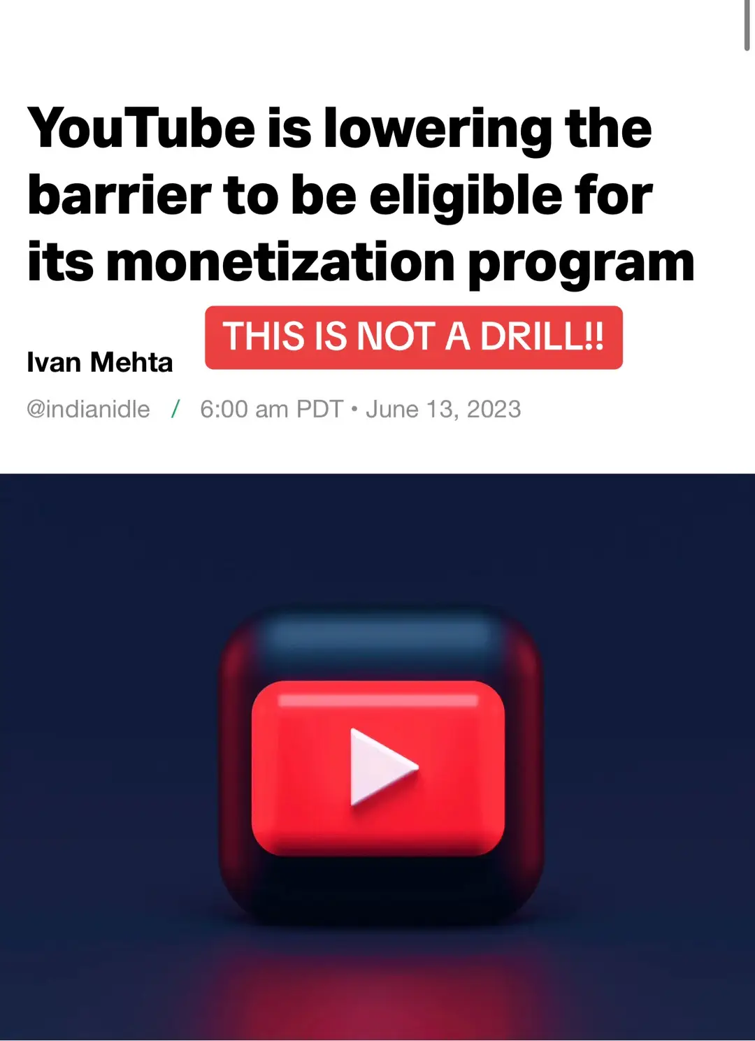 YT: K.Lashae Lifestyle | THIS IS NOT A DRILL!! Youtube has updated its monetization requirements!! You better start that youtube channel sis!! 👏🏽💗  #newyoutuberequirements #klashaelifestyle #newyoutubertowatch #blackgirlyoutuberstowatch #blackgirlyoutuber #youtubemonetization 