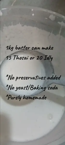1kg Batter can make 15 Thosai or 20 Idly 😋 Contact us now at 019-6658349 to order and get your Batter! Suitable for breakfast, lunch and dinner! #food #srmfoodproductsventures  #healthy #healthyindianfood #thosai #idli #idly #dosa #yummy  #thosaibatter #idlybatter #klfoodie 
