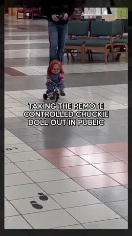 Chucky 😂 #remotecontrolled #remotecontroltoy #chuckydoll #scaringpeopleisfunny #scaringpeople #inthemallwithrandompeople #prankvideo #fyp #chuckiedoll