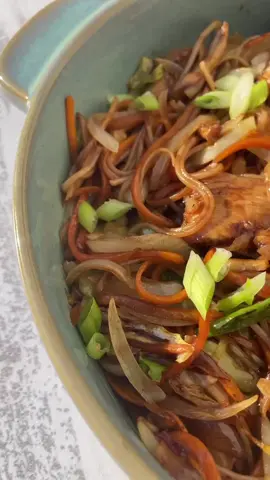 The easiest, no fuss chicken chow mein. I’ve been making this dish since the first time I tasted chicken chow mein. It slaps… every time! my family and friends love me for it 😍 I hope you give it a try and love me too, I mean “it” . I hope you love it too!😜 I didn’t manage to make a full reel. This was a quick meal for my kiddos. I will try and do a full reel soon 🌻 It’s the weekend, baby!  125g egg noodles or noodles vegetables (julienned); I used 1 onion, 2 carrots, 1 cup cabbage, and 2 green chillies cut into strips 3 tbsp peanut or vegetable oil 2 tbsp thick soy sauce @staffordssa  2 tbsp thin soy sauce #hastytasty  2 cloves garlic, sliced into thin strips  A thumb sized piece of ginger, sliced into thin strips  salt & pepper to taste 2 spring onions (chopped) 2 chicken breasts (cut into strips) - marinate with 1 tbsp cornflour, tbsp thick soy sauce, 1 tbsp thin soy sauce and salt and pepper to taste. Cook the noodles according to package instructions. Heat oil on high heat in a wok or large pan. Fry the chicken until it’s done, for about 3-4 minutes and set aside. The chicken may stick to the pan, so swirl it around in the oil before it starts to fry In the same wok or pan add the vegetables and stir fry an additional for 3-4 minutes. Then add the chicken and noodles back to the wok and add the soy sauces. Stir-fry for another minute, garnish with spring onion. Enjoy #chickenchowmein