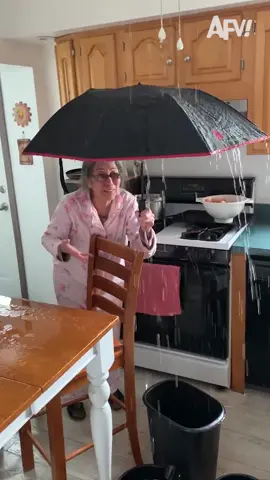 When it rains it pours… even indoors ☔️🌧️ #afv #funny #funnyvideos #rain #storm #fail 