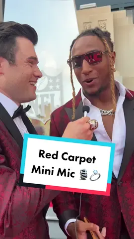 Very important questions were asked on the ring ceremony red carpet!! 😂💍 #minimic #questions #chiefs 