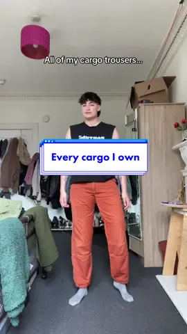 Yes there are 8 beige pairs in there so what?!? #lesbian #butch #transmasc #OOTD #fitcheck #cargopants 