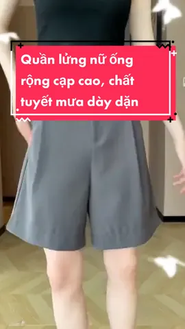 Quần lửng nữ ống rộng cạp cao đẹp,quần short ngố nữ khóa thật xinh chất tuyết mưa dày dặn 3 màu đen nâu tây be #quanlungnu #quanngonu #quanshortnu #phốiđồđẹp #xuhuongtiktok #muataitiktok 