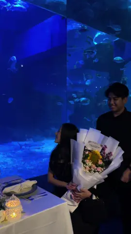 had our best dining experience last night! thankyou @Jakarta Aquarium & Safari 🐠💙✨ #anniversarydate #aquariumdate 